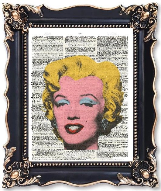 Unframed Andy Warhol Marilyn Monroe Dictionary Page Art Print