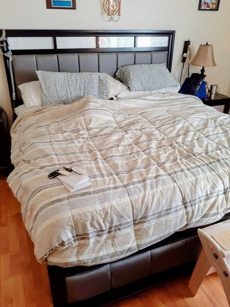 1. Modern King Size Bed (No Mattress) CASH ONLY.