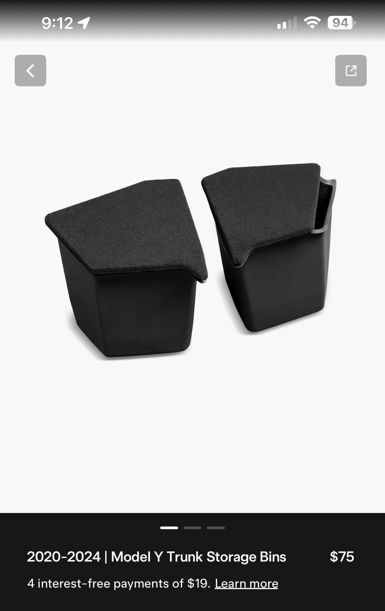 2020-2024 Model Y Trunk Storage Bins