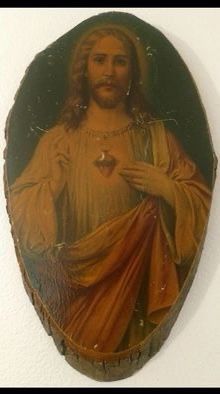 Jesus Religious Icon Wooden Sacred Heart