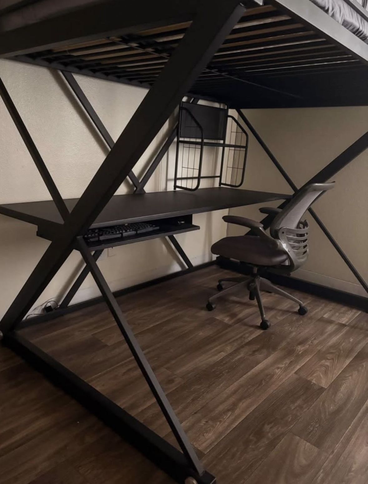 Bed With Desk Black Metal