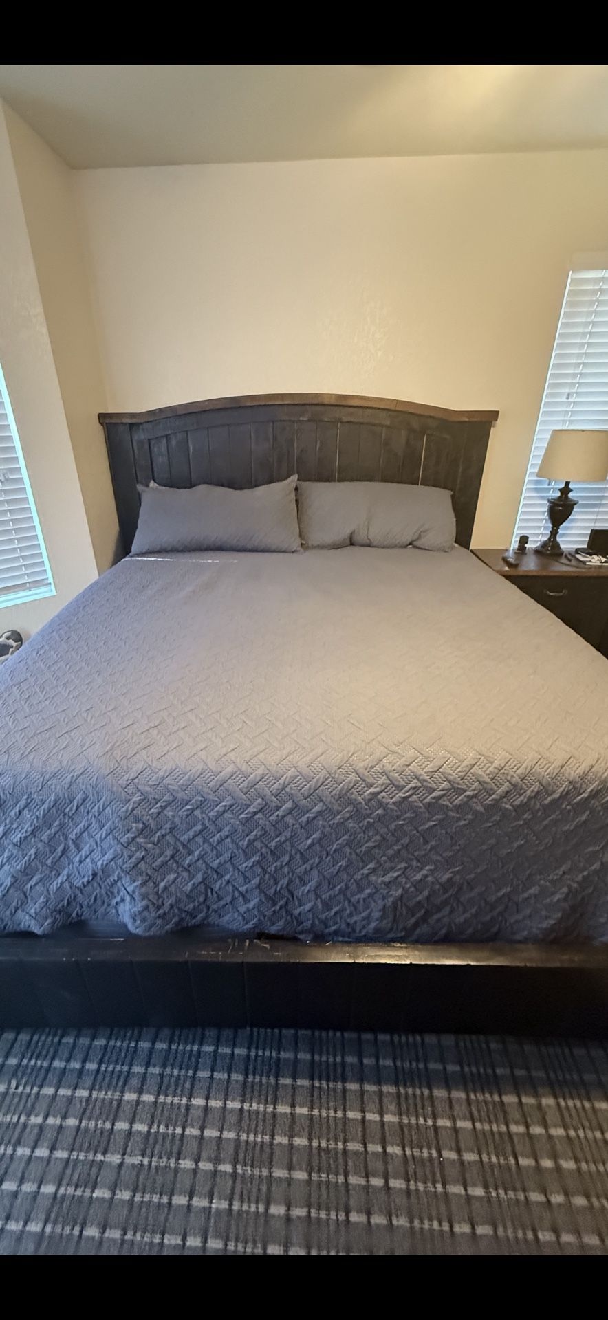 King size bed with dresser and two nightstands