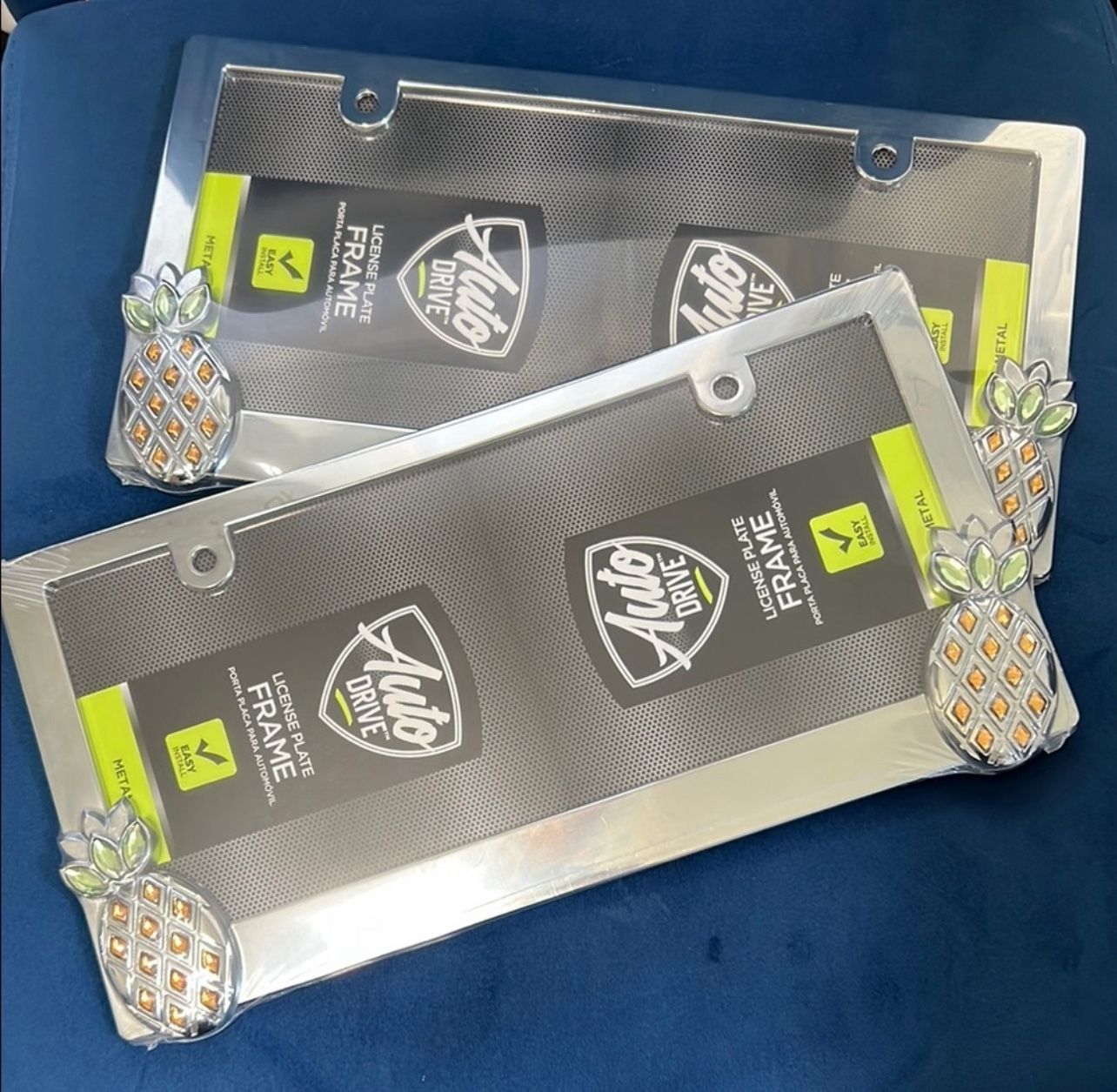 Pineapple License Plate Frame with Silver and Gold Accents