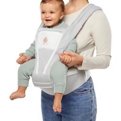 Brand New In The Box- Ergobaby Alta Hip Seat All-Position Breathable Mesh Hip Seat & Carrier, Pearl Grey