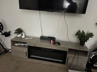 Fireplace TV Stand with 36" Fireplace Up to 80" TVs, 70" Entertainment Center with LED Lights