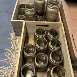 23 Gold Painted Mason Jars