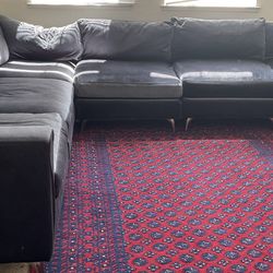 Dark Blue Velvet Sectional Couches