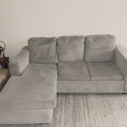 Gray Pullout Couch with Reversible Chaise and Queen Size Mattress MOVING
