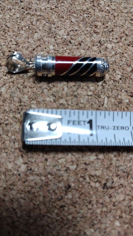 .925 Blue Topaz Red And Black Perfume Pendant