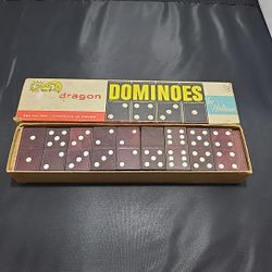Dragon Dominoes by Halsam Vintage  Double Six Set W/ Instructions 28 Piece (BS)