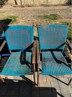 Two outdoor chairs.