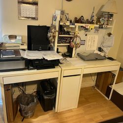 Desk White With Cabinets