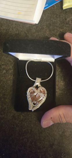 Wire-Wrapped Heart Stone Pendant Necklace