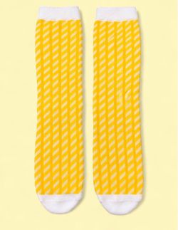 Yellow & White Striped Crew Socks