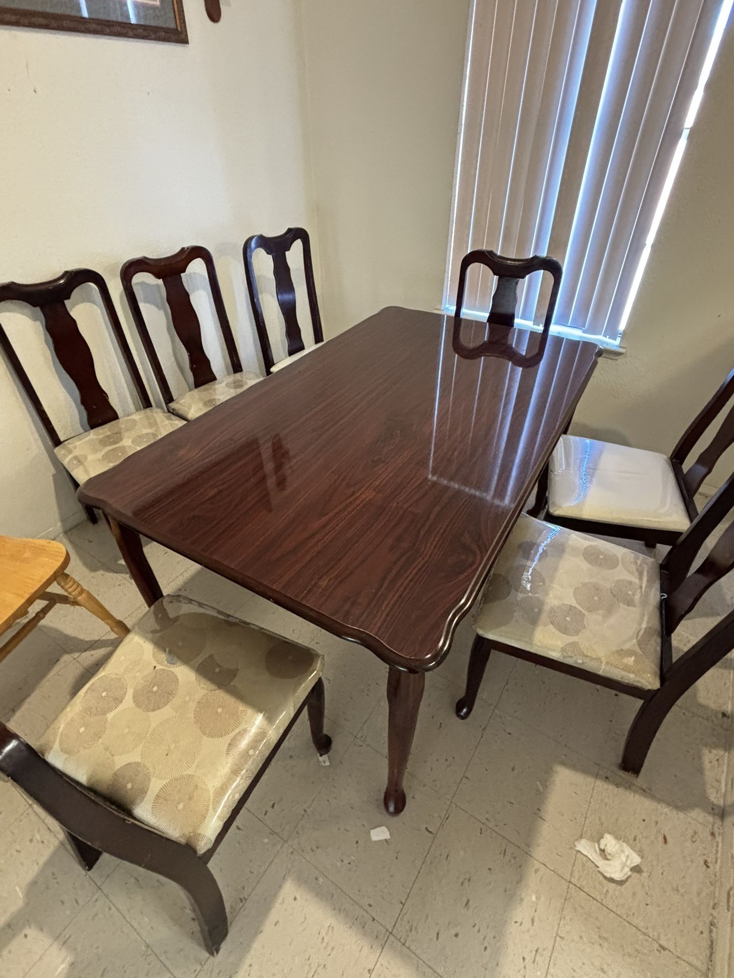 Original Cherry Oak Wood Dinner Table