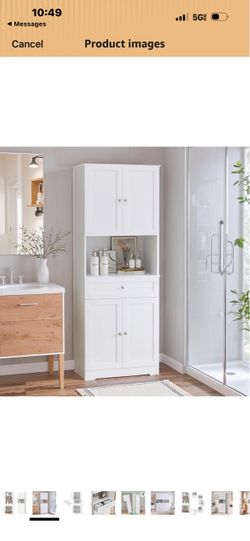 Tall Bathroom Storage Cabinet with Drawer, Modern Linen Cabinet,White 67"H Tall Storage Cabinet with Doors & Shelves, Freestanding Kitchen Pantry for 