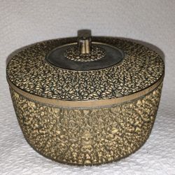 VTG Gold Filigree Plastic Hollywood Regency Sewing Box Container