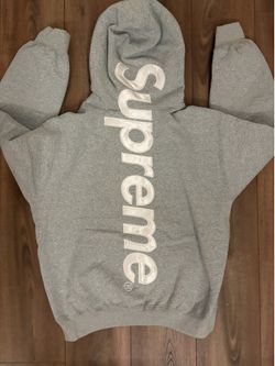 Supreme Satin Applique Hoodie Heather Grey Medium