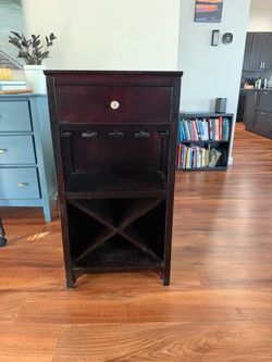 Wine bottle and glasses storage