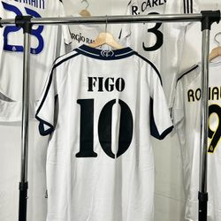VINTAGE ADIDAS REAL MADRID 2000 2001 HOME FOOTBALL SHIRT JERSEY # 10 FIGO SZ XL