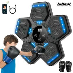 Music Boxing Machine, Wall Mounted Bluetooth Punching Pad with Gloves