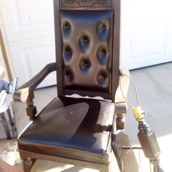 Gothic Wooden Chair And wooden Lamp