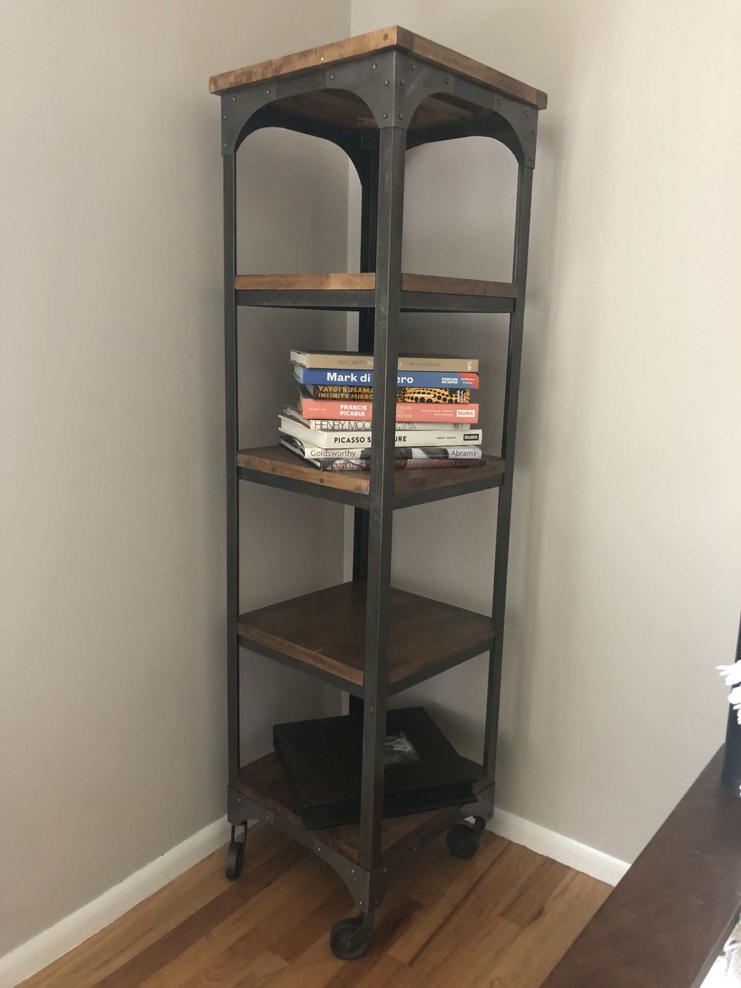 Cost Plus World Market Aiden Etagere Wood and Metal Shelf