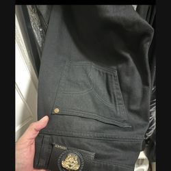 Worn One Time Versace Black Denim Jeans 👖 Size 38 Waist And 34 Length $799 Plus Tax Selling $200 Cash Only Make Good Cash Offer 
