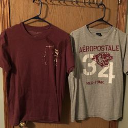 A&E T-shirt Burgundy, Aeropostale Gray, Both Size M, Ea $8