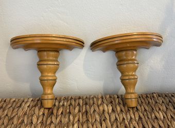 Vintage Pair 2 Wall Mounting Wall Shelf’s Mid Century European Set Display Trinkets Collectibles 