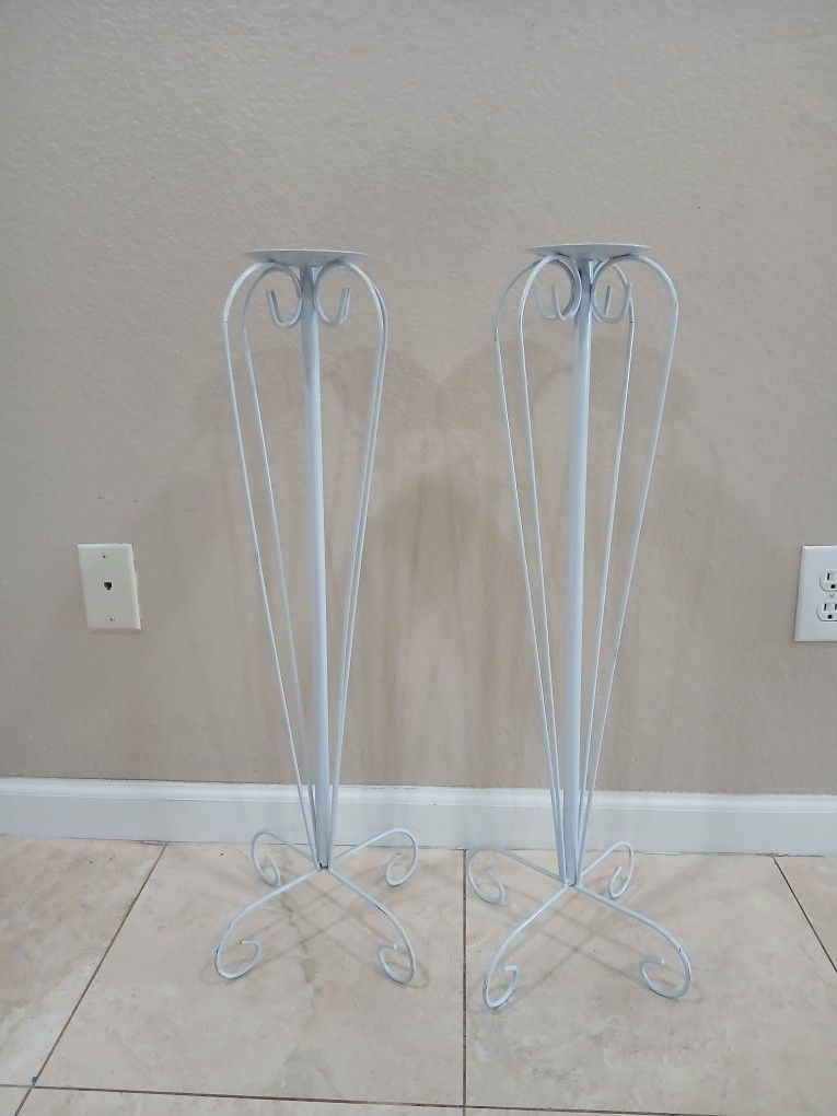 Set Of White Candle Holders