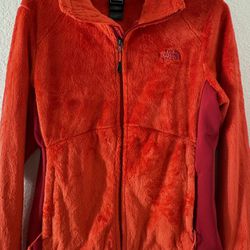 The North Face Jacket Womens Large Red Full Zip Sherpa Fleece Pockets