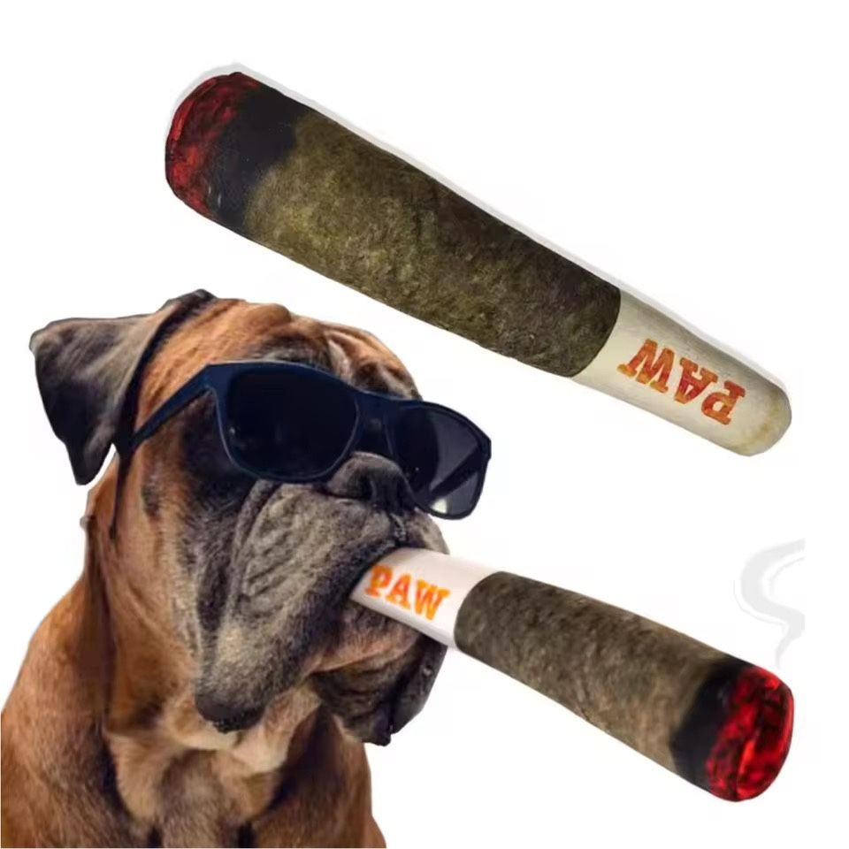 Funny Interactive Dog Toys - Cigar Design Plush Squeaky Pet Toys Grinding Teeth Creative Chew Toy For Small & Medium Dogs