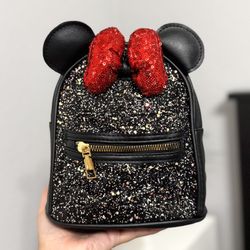 Black Minnie Glitter Backpack (New) 