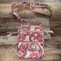 Vera Bradley Mini Hipster Crossbody Bag in Paisley Meets Plaid Pink Gray