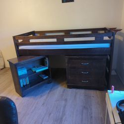 Bunk Bed/ Elevated Bed With Study Cubby Below 