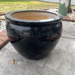 Large Black Ceramic Garden Plant Pot 17.5x15