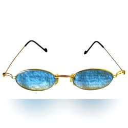VERY RARE Authentic Gucci Coogi Brand Name Gold Metal Frame Blue Tint Sunglasses 80’s/90’s COLLABORATION Paolo runway COLLECTIBLE New Vintage unisex