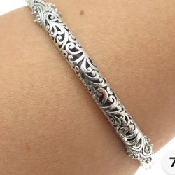 Sarda 925 Artisan scroll design sterling silver hinge clasp bracelet 