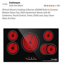 36 Inch Electric Cooktop 5 Burner