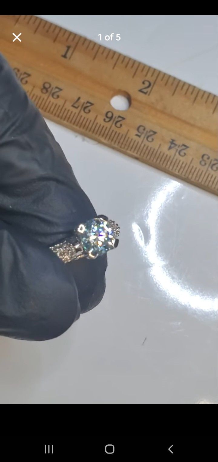 Wedding, 3.30 CTW Ice Blue White Moissanite VVS Diamond925 Sterling Silver, New