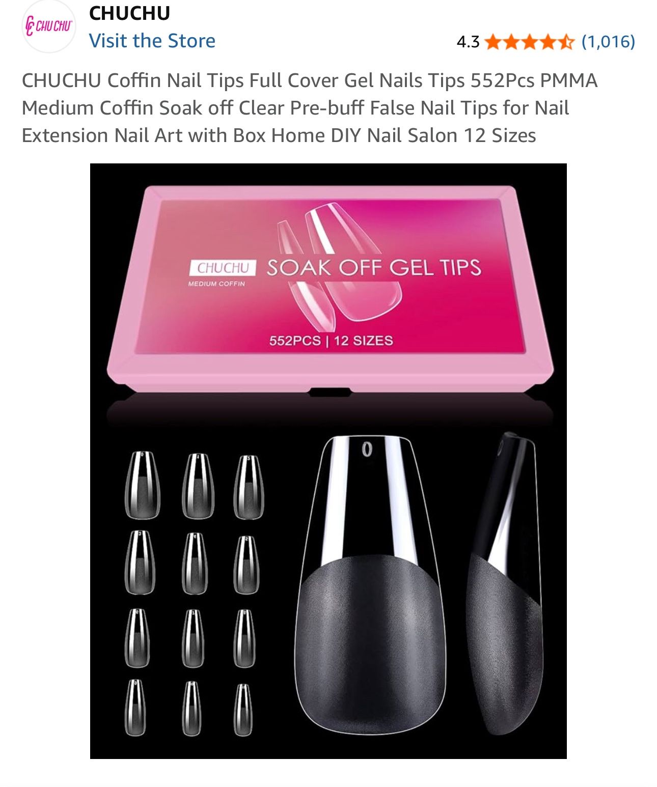 Chuchu Long Coffin Gel X Nail Tips
