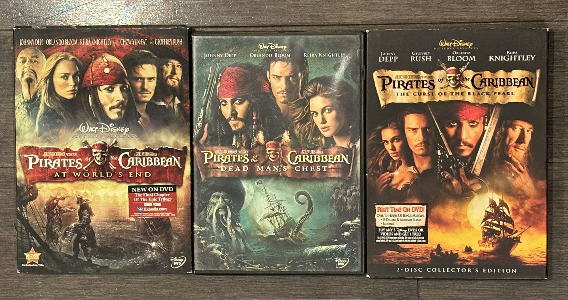 PIRATES OF THE CARIBBEAN MOVIE DVD’S 1, 2, 3