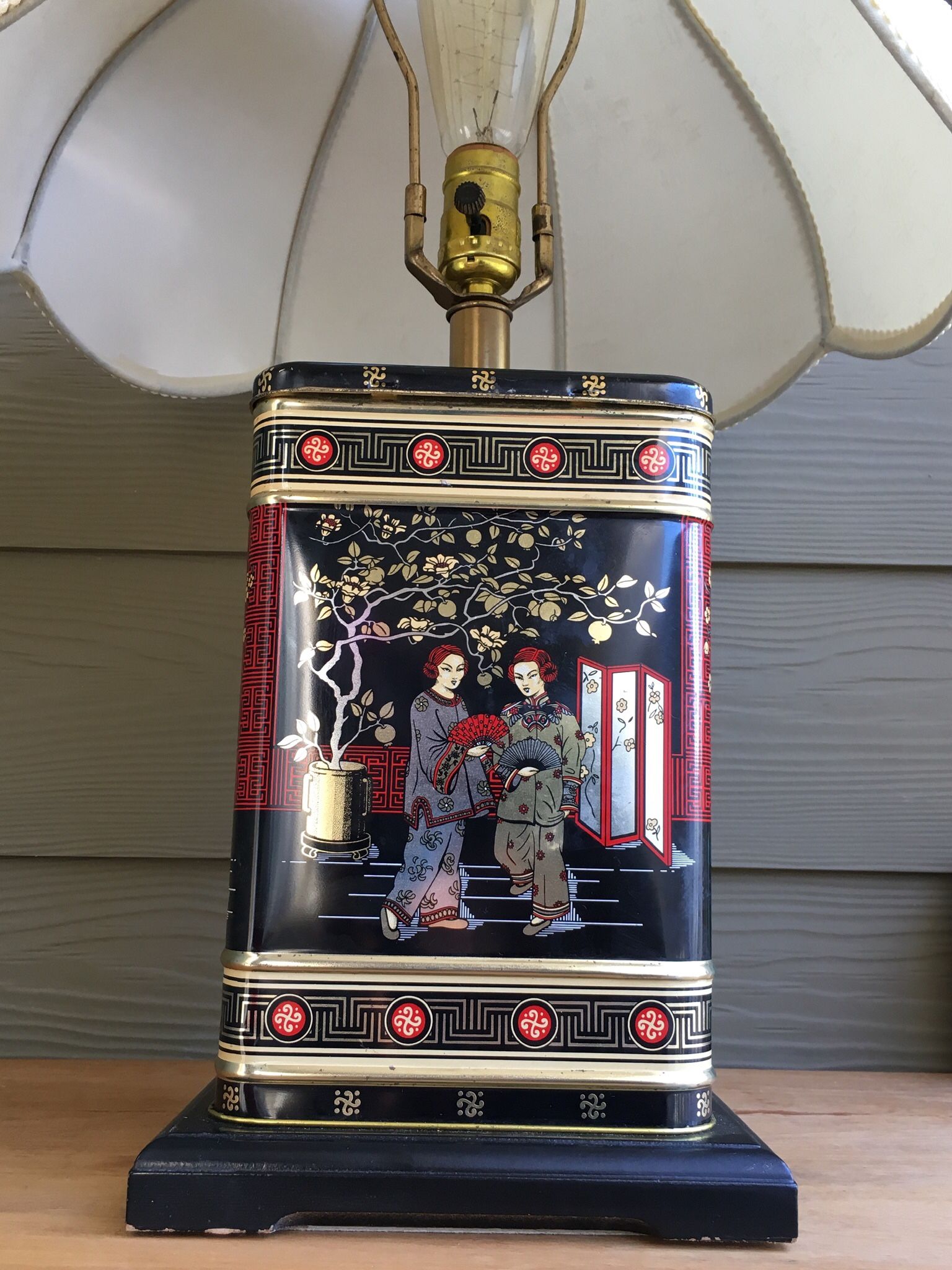 MCM Frederick Cooper Asian Tea Tin Table Lamp