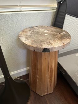 Round Wood Slice Side Table