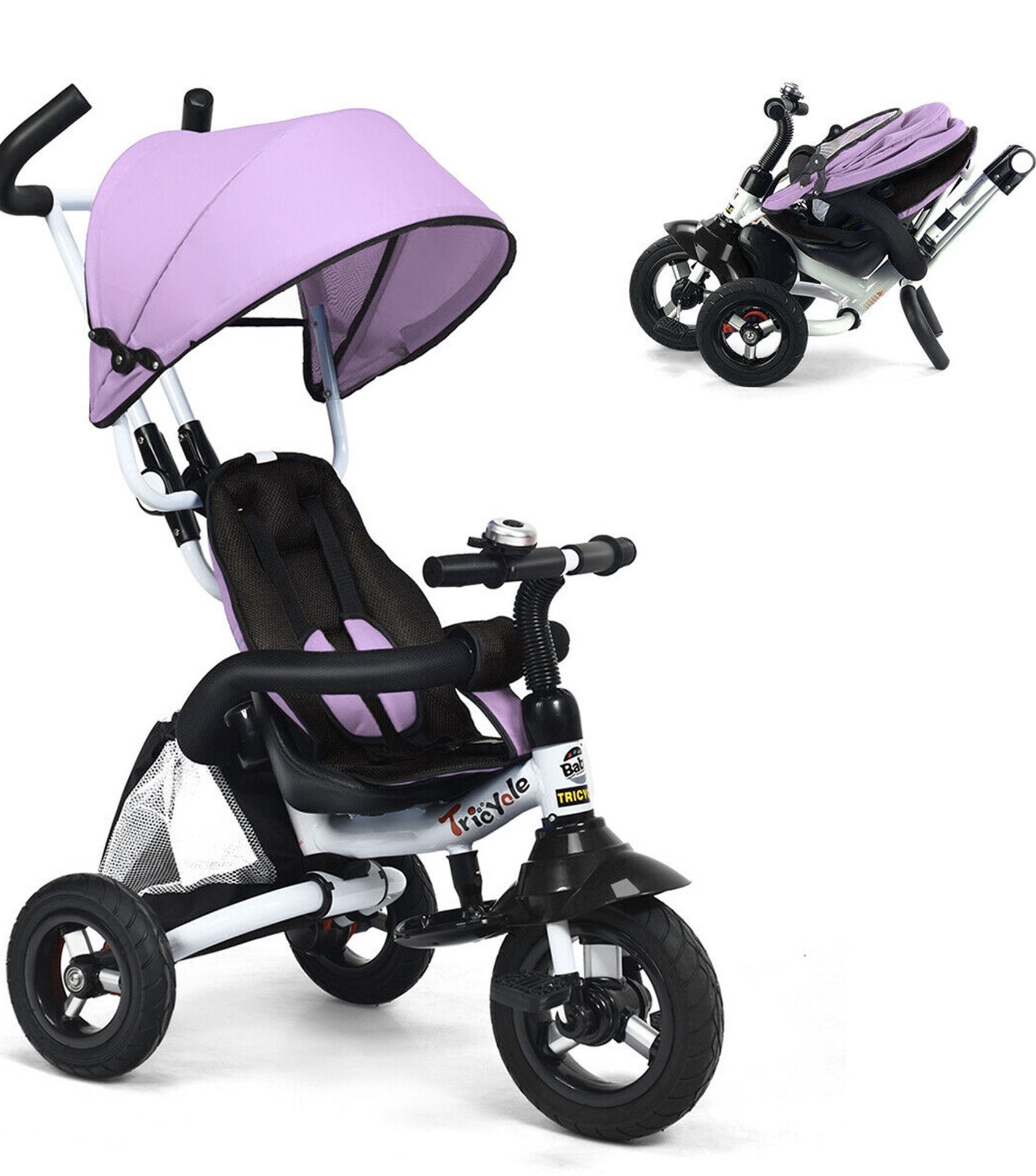 6-In-1 Kids Baby Stroller Tricycle Detachable Toddler Toy Bike w/ Canopy Bag