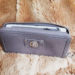 NEW MARC BY MARC JACOBS LEATHER WALLET IN FADED ALUMINUM 