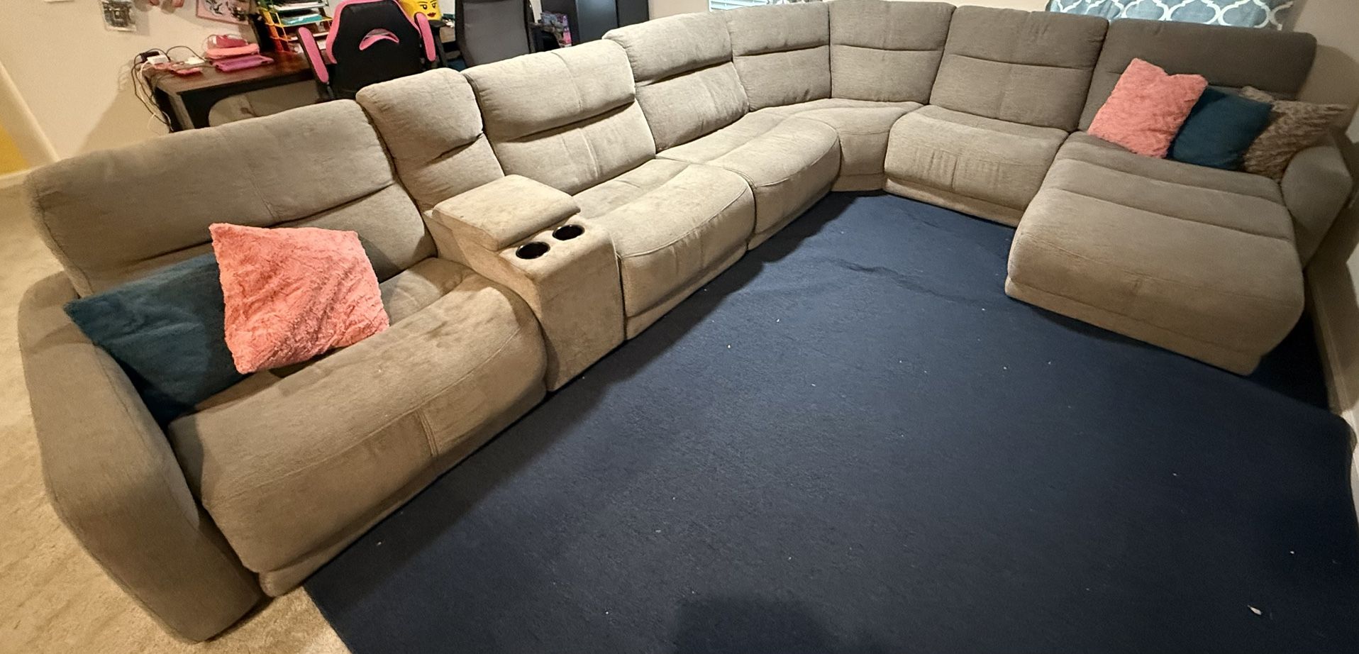 7-Piece Power Reclining Sectional - Fabric - Great Shape!