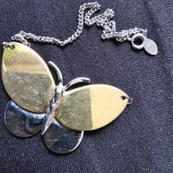 Vintage Butterfly Silver & Gold Tone Bracelet 