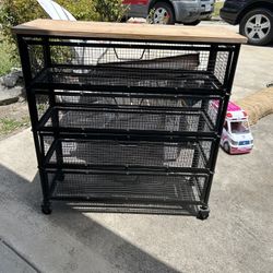 5 Drawer Metal And Wood Storage